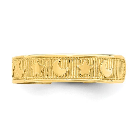 Kazi Luxury 14k Yellow Gold Star and Moon Adjustable Toe Ring